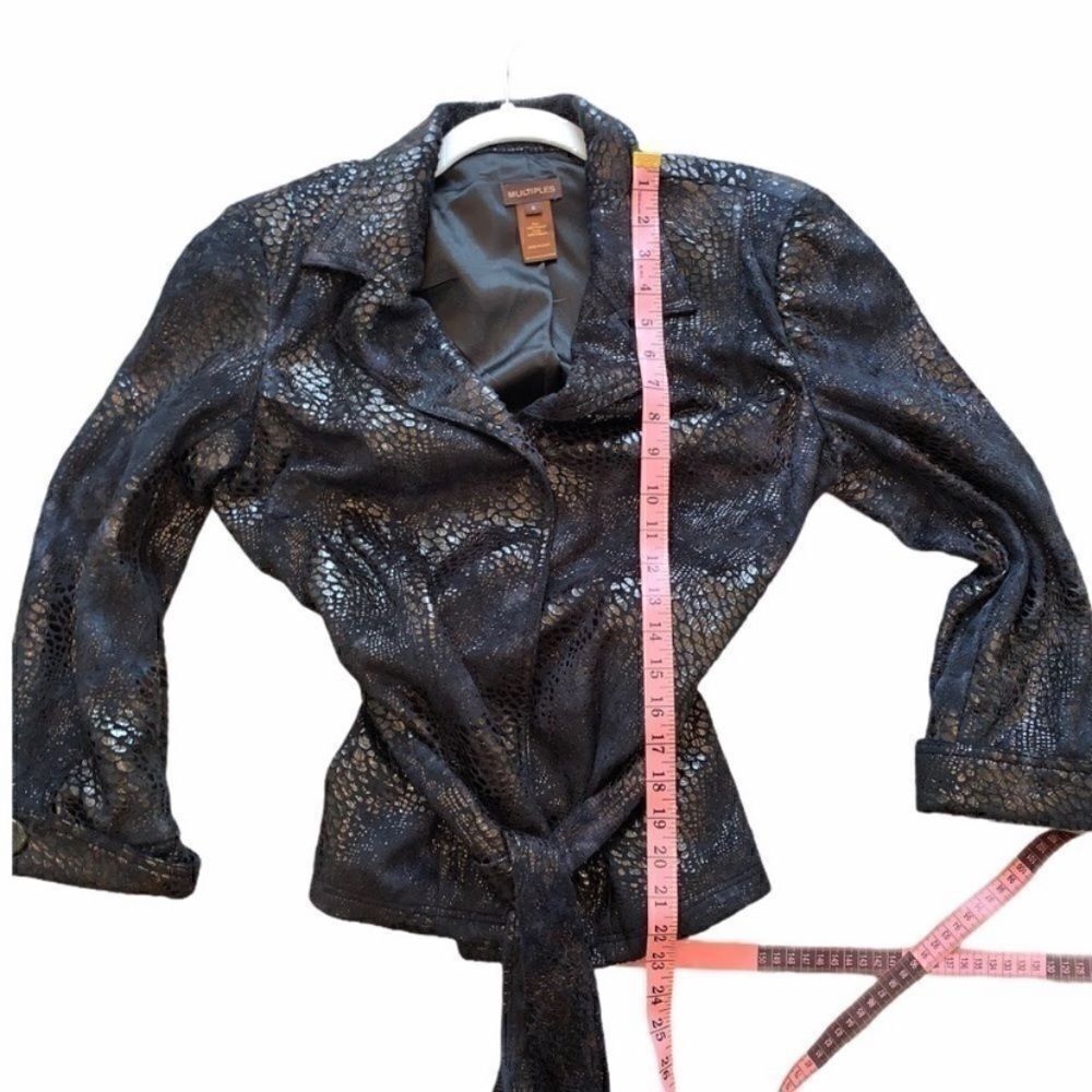 Alligator Textured Jacket Black/Navy by Multiples Size Small - Picture 6 of 7